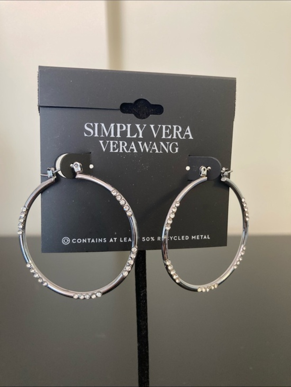 Simply Vera Vera Wang Silver Crystal-Accented Hoop Earrings